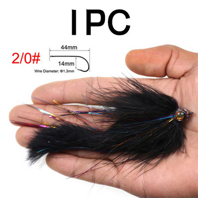 1PC/2TK #2/0 Merevee suur kalakärbes, rippuv sööt, kalavooder, kärbsega haug Bass kalapüügi landid valge kollane lilla