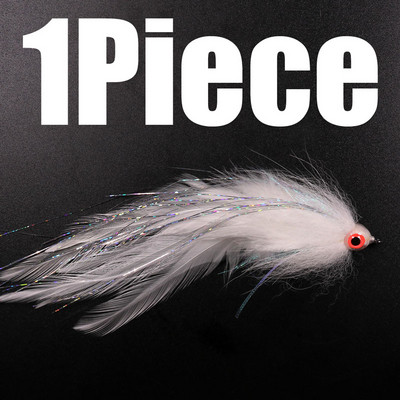 1PC/2TK #2/0 Merevee suur kalakärbes, rippuv sööt, kalavooder, kärbsega haug Bass kalapüügi landid valge kollane lilla