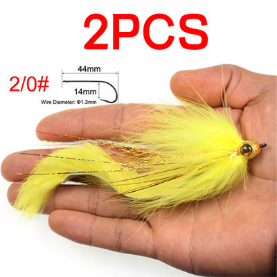 1PC/2TK #2/0 Merevee suur kalakärbes, rippuv sööt, kalavooder, kärbsega haug Bass kalapüügi landid valge kollane lilla