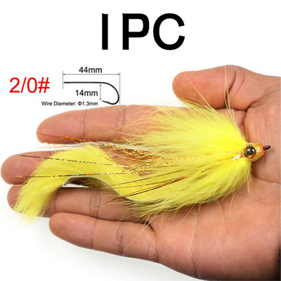 1PC/2TK #2/0 Merevee suur kalakärbes, rippuv sööt, kalavooder, kärbsega haug Bass kalapüügi landid valge kollane lilla