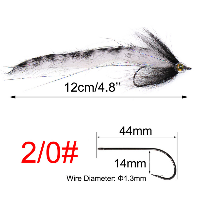 1PC/2TK #2/0 Merevee suur kalakärbes, rippuv sööt, kalavooder, kärbsega haug Bass kalapüügi landid valge kollane lilla