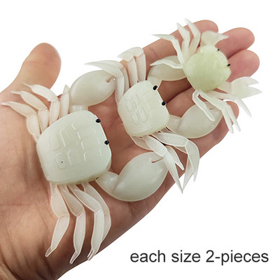 ИНФОРМАЦИЯ 6 части Glow Fishing Crab 3.5g 7g 13.5g Мека риболовна примамка Изкуствена силиконова стръв 3-D Crab Swimbaits