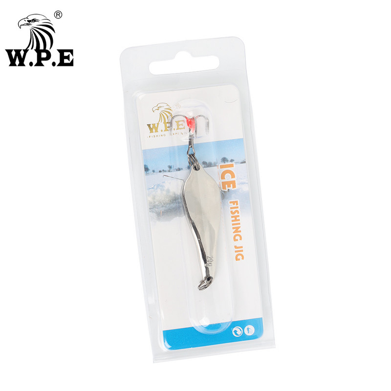 WPE jääpüügi lant 1tk 5g/10g/15g/20g kõva püügilant kolmikkonks 8#/10#/12# metallist lusikas landi tasakaalustajad vobler Pesca
