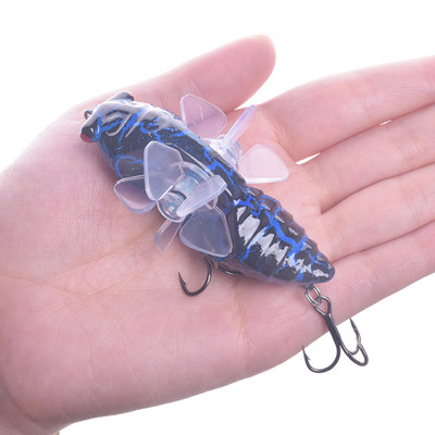 1 buc. Naluci de pescuit Cicada Whopper Topwater Popper 7,5 cm 15,5 g Momeală artificială Wobblers rotativ cu elice dublă Trolling Tackle