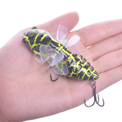1 buc. Naluci de pescuit Cicada Whopper Topwater Popper 7,5 cm 15,5 g Momeală artificială Wobblers rotativ cu elice dublă Trolling Tackle