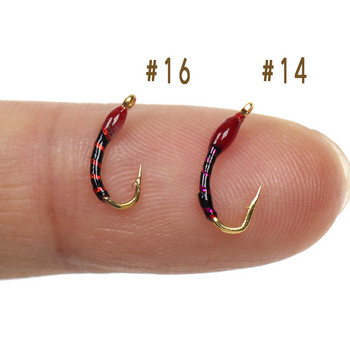 Wifreo 6PCS #16 Golden Hook Nymph Flies Bead Head Buzzers Fly Fishing Lures