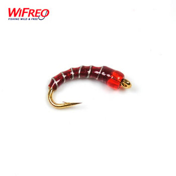 Wifreo 6PCS #16 Golden Hook Nymph Flies Bead Head Buzzers Fly Fishing Lures