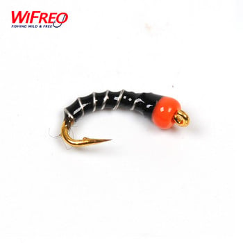 Wifreo 6PCS #16 Golden Hook Nymph Flies Bead Head Buzzers Fly Fishing Lures