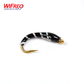 Wifreo 6PCS #16 Golden Hook Nymph Flies Bead Head Buzzers Fly Fishing Lures