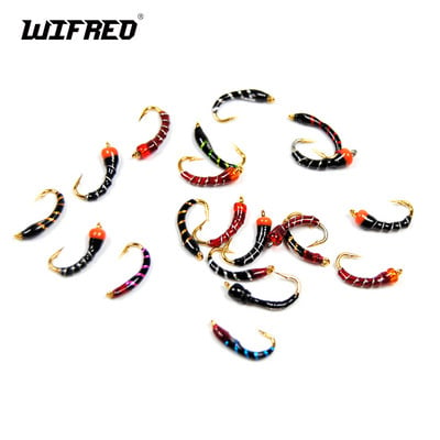 Wifreo 6PCS #16 Golden Hook Nymph Flies Bead Head Buzzers Mušu makšķerēšanas mānekļi