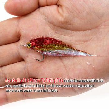 Wifreo 6 бр. Wounded Ice Dub Minnow Fly Fishing Flies Реалистични Baitfish примамки за сьомга пъстърва лаврак Steelhead