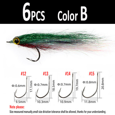 Wifreo 6tk Wounded Ice Dub Minnow Fly Fishing Lendab Realistlikud peibutis lõheforelli meriahven Steelhead