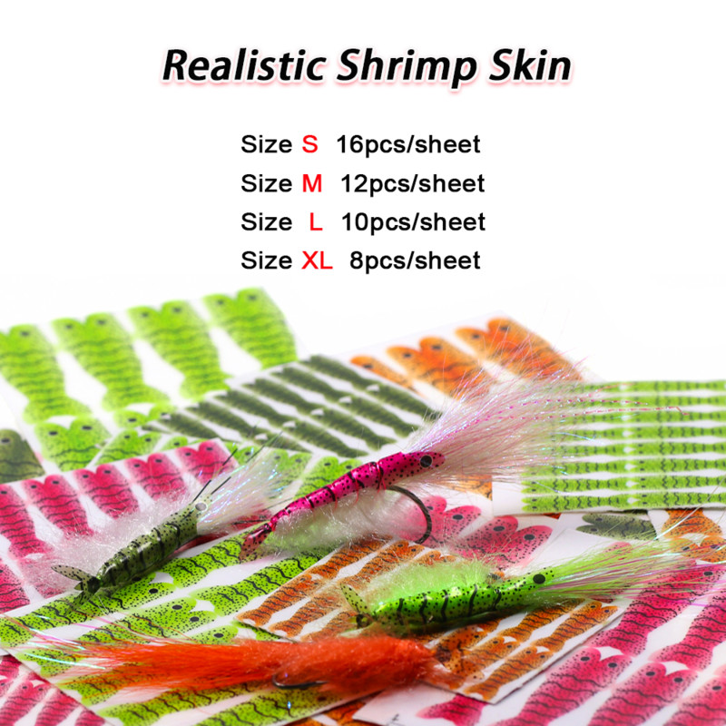 Vampfly 2/4 lap Realisztikus garnélarák bőr vékony fóliacsomagolás garnéla scud nimfa hátlap horgászcsali csali légykötő anyag