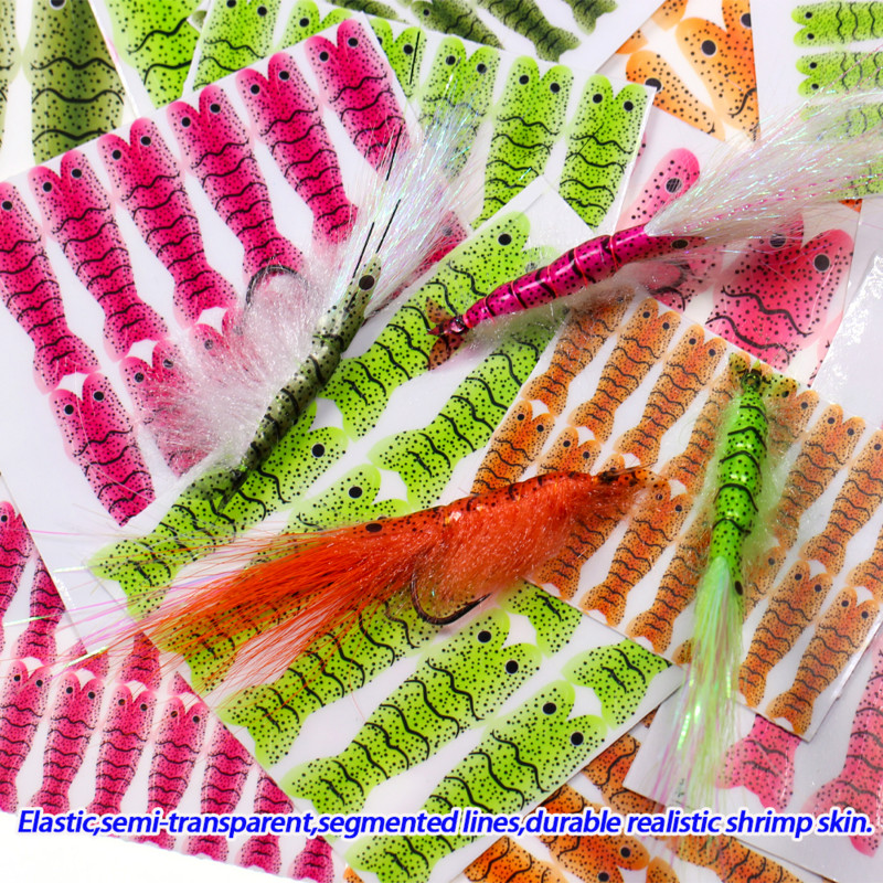 Vampfly 2/4 lap Realisztikus garnélarák bőr vékony fóliacsomagolás garnéla scud nimfa hátlap horgászcsali csali légykötő anyag