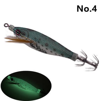 6g/80mm Светеща дървена примамка за калмари от скариди EGI Jigging Lure Octopus Shrimp Floating Sutte Squid jig lure Bait Japan Hook