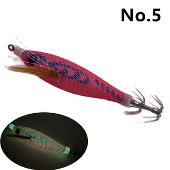 6g/80mm Светеща дървена примамка за калмари от скариди EGI Jigging Lure Octopus Shrimp Floating Sutte Squid jig lure Bait Japan Hook