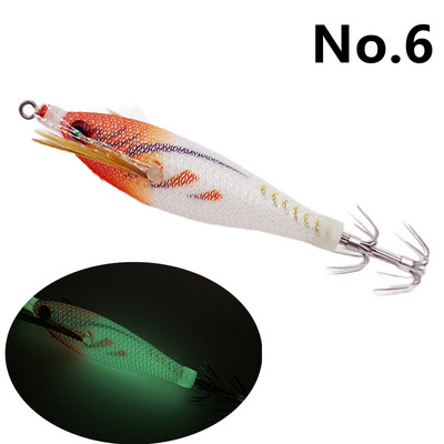 6g/80mm helendav puidust krevettide lant EGI Jigging Lure Octopus Shrimp Floating Sutte Squid jigilant Bait Japan Hook