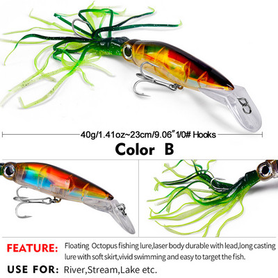 14cm 40g Squid Jig Fishing Bait Peibutis Kunstsööt konksu vobleriga Winter Hard Spinner Lure Merepüügitarvete tööriist tuunikala jaoks