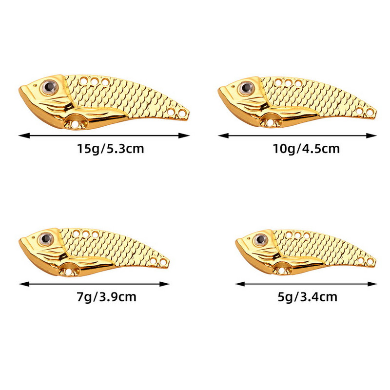 3 buc. metal, toate straturile de apă, vibrații colorate, 5 g-15 g, VIB, pescuit cu paiete, momeală de bas artificială, momeală specială pentru momeală tremor