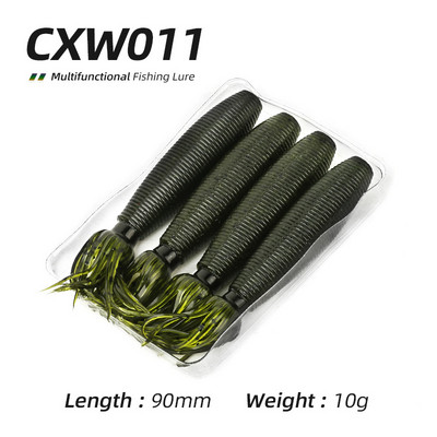 Ardea Pehme kalastuslant 4tk 90mm 10g Fat Ika Silicone Bait Squid Shiner Shad Souple Black Bass Perch Rotate Vooblerid