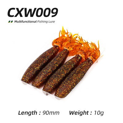 Ardea Pehme kalastuslant 4tk 90mm 10g Fat Ika Silicone Bait Squid Shiner Shad Souple Black Bass Perch Rotate Vooblerid