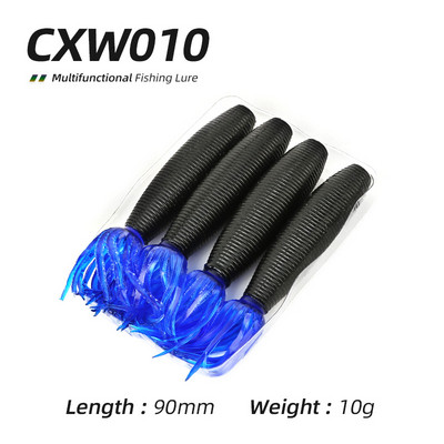 Ardea Pehme kalastuslant 4tk 90mm 10g Fat Ika Silicone Bait Squid Shiner Shad Souple Black Bass Perch Rotate Vooblerid