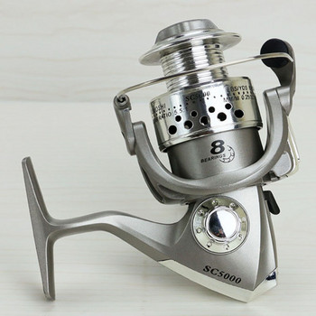 Fishing Reels πλαστική βάση 1000-7000 series 8BB spincast καρούλι σε εκπτωτικό ψάρεμα περιστρεφόμενο καρούλι μεγάλος τροχός μακριά βολή