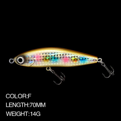 7cm 14g Pencil Sinking Fishing Lure Noise Attraction Hard Artificial Lure StickBait 9 Colors Fish Factory Wobbler Bait