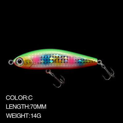 7cm 14g Pencil Sinking Fishing Lure Noise Attraction Hard Artificial Lure StickBait 9 Colors Fish Factory Wobbler Bait
