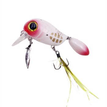 40mm 8g Floating Fishing Bee Bird Lure Bass Crankbait Hard Baits Pike Fishing Spin Tail Lure Spoon Wobblers Feather Hook