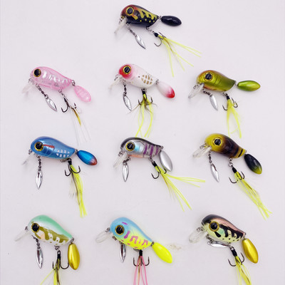 40mm 8g Lebegő horgász méhcsali basszus crankbait kemény csali csuka horgász pergető farok csalik kanál wobbler toll horog