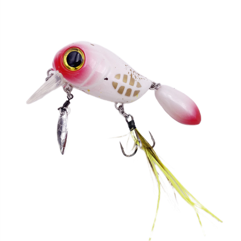 40mm 8g Pescuit plutitor albine nalucă pasăre bas Crankbait momeli duri stiucă pescuit spin coada nalucă lingură wobblers pene cârlig