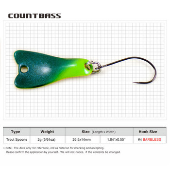 Κουτάλι χύτευσης COUNTBASS 2g 5/64oz Σολομός Πέστροφα Pike Bass Μεταλλικά ορειχάλκινα θέλγητρα ψαρέματος