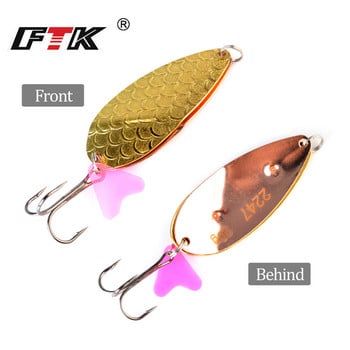 FTK 1PC 8 Χρώματα Spoon Fishing Lure 25g/30g/35g With Mustad Treble Hook Bass CrankBait Spoon Crank Bait Pesca Tackle