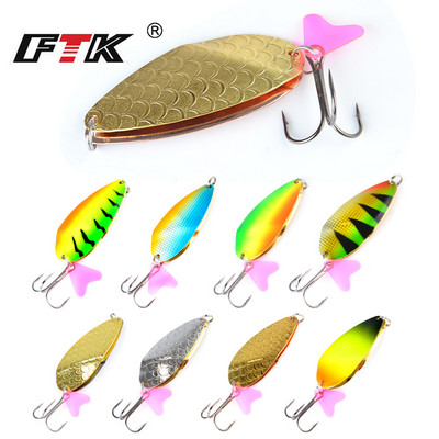 FTK 1PC 8 цвята Spoon Fishing Lure 25g/30g/35g с Mustad Treble Hook Bass CrankBait Spoon Crank Bait Pesca Tackle