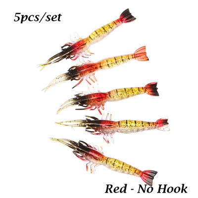 4/5 buc. momeală artificială din silicon pentru creveți momeală pentru creveți cu un singur cârlig vierme moale, simulare biomimetică, obiect de pescuit maritim