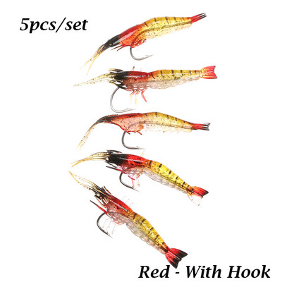 4/5 buc. momeală artificială din silicon pentru creveți momeală pentru creveți cu un singur cârlig vierme moale, simulare biomimetică, obiect de pescuit maritim