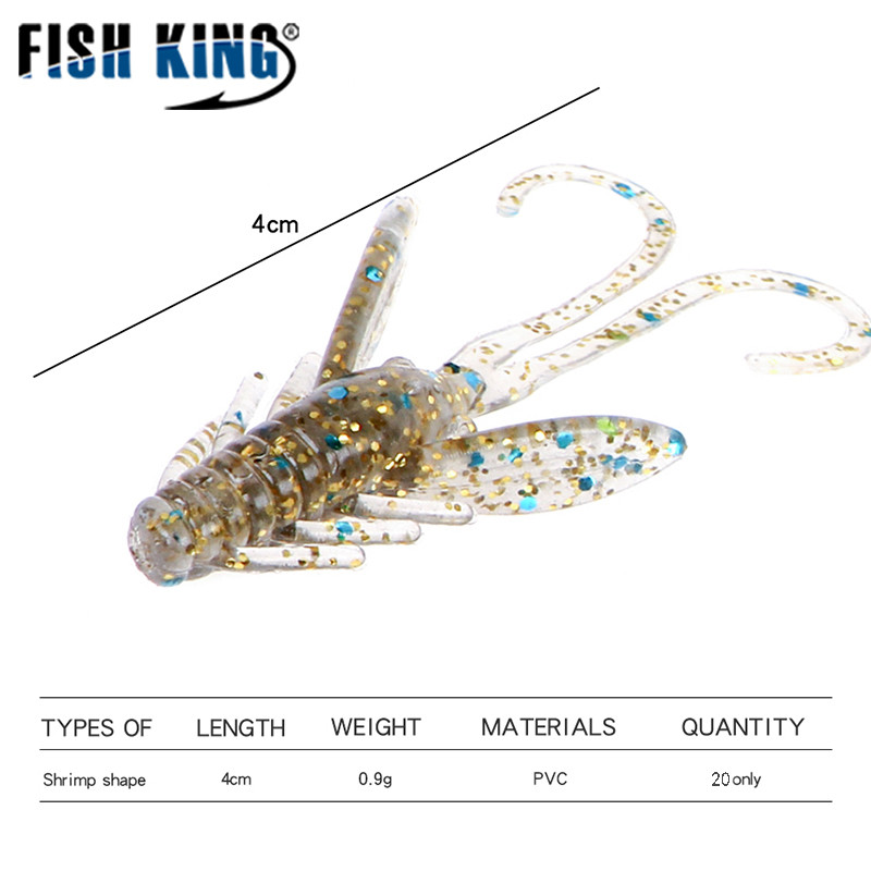 FISH KING Меки риболовни примамки Minnow Shrimp Flavor Crankbait Worms Cricket Shape Wobbler Риболовни принадлежности