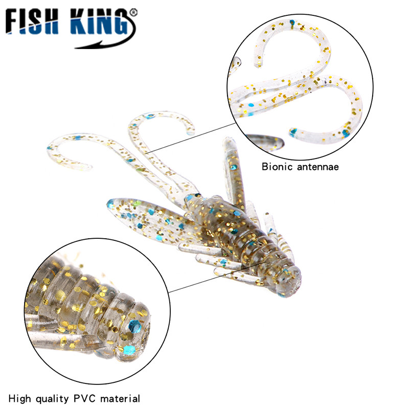 FISH KING Меки риболовни примамки Minnow Shrimp Flavor Crankbait Worms Cricket Shape Wobbler Риболовни принадлежности