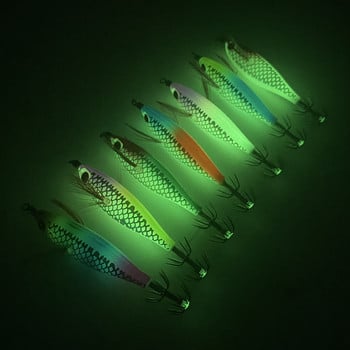 5g/8cm Φωτεινό Ξύλινο Καλαμάρι γαρίδας EGI Jig Vertical Jigging Lure Octopus Shrimp Cutefish Squid Ψάρεμα δόλωμα Δόλωμα Japan Hook