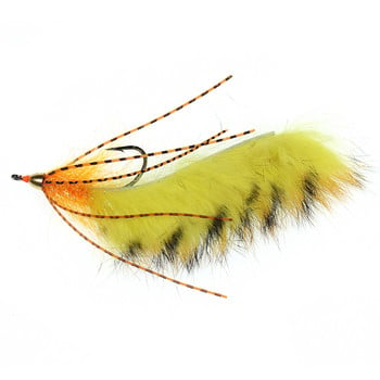 3 τμχ #1/0 Λαβράκι Pike Salmon Fishing Lure Brass Conehead Zonker Streamer Flies Παραλλαγή Πορτοκαλί Λευκό Κίτρινο