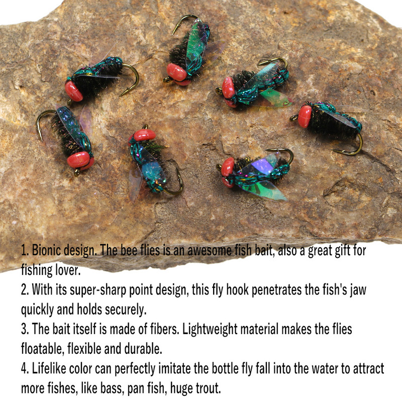 WIifreo 8db Valósághű palacklegyek Légyhalászlegyek Mesterséges bionikus legyek Rovarcsali basszus horgászathoz Pisztrángcsali pontycsali