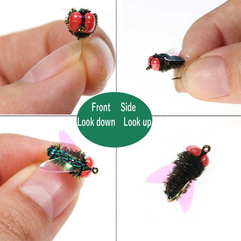 WIifreo 8db Valósághű palacklegyek Légyhalászlegyek Mesterséges bionikus legyek Rovarcsali basszus horgászathoz Pisztrángcsali pontycsali