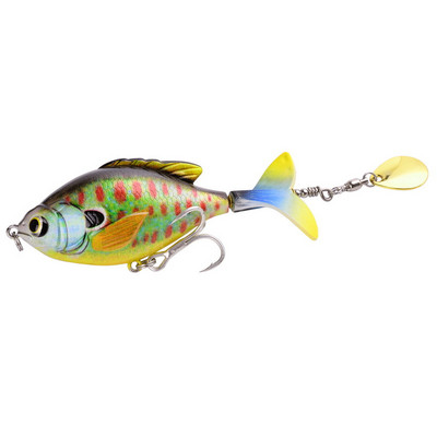 1db Rotate Tail Popper csali 9,5 cm 16,6 g Topwater Wobble horgászcsalik Élethű mesterséges, kemény csali basszus csuka horgászfelszerelés