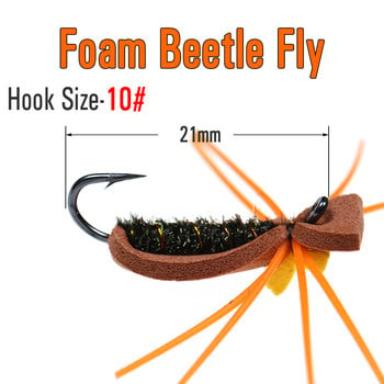 ICERIO 6 ΤΕΜ. Αφρός Beetle Fly Trout Yellowfish Bass Fishing Fly Lure Baits