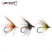 Vampfly 8PCS, 12-es méret Tenkara Nymph Wet Fly Trout Fishing Fly Puha Hackle Pókpisztráng legyek Csali csali Fekete narancssárga