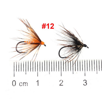 Vampfly 8PCS Μέγεθος #12 Tenkara Nymph Wet Fly Trout Fishing Fly Soft Hackle Spider Trout Flies Bait Lures Μαύρο Πορτοκαλί Κίτρινο