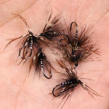 Vampfly 8PCS Μέγεθος #12 Tenkara Nymph Wet Fly Trout Fishing Fly Soft Hackle Spider Trout Flies Bait Lures Μαύρο Πορτοκαλί Κίτρινο