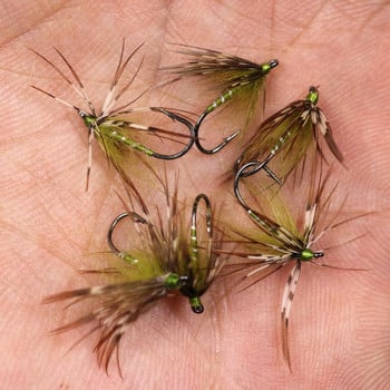 Vampfly 8PCS Μέγεθος #12 Tenkara Nymph Wet Fly Trout Fishing Fly Soft Hackle Spider Trout Flies Bait Lures Μαύρο Πορτοκαλί Κίτρινο