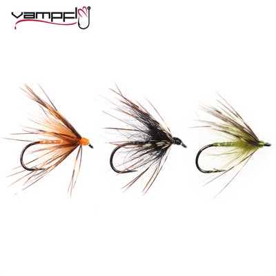 Vampfly 8PCS Veličina #12 Tenkara Nymph Wet Fly Trout Fishing Fly Soft Hackle Spider Trout Flies Mamci Mamci Crna Narančasta Žuta